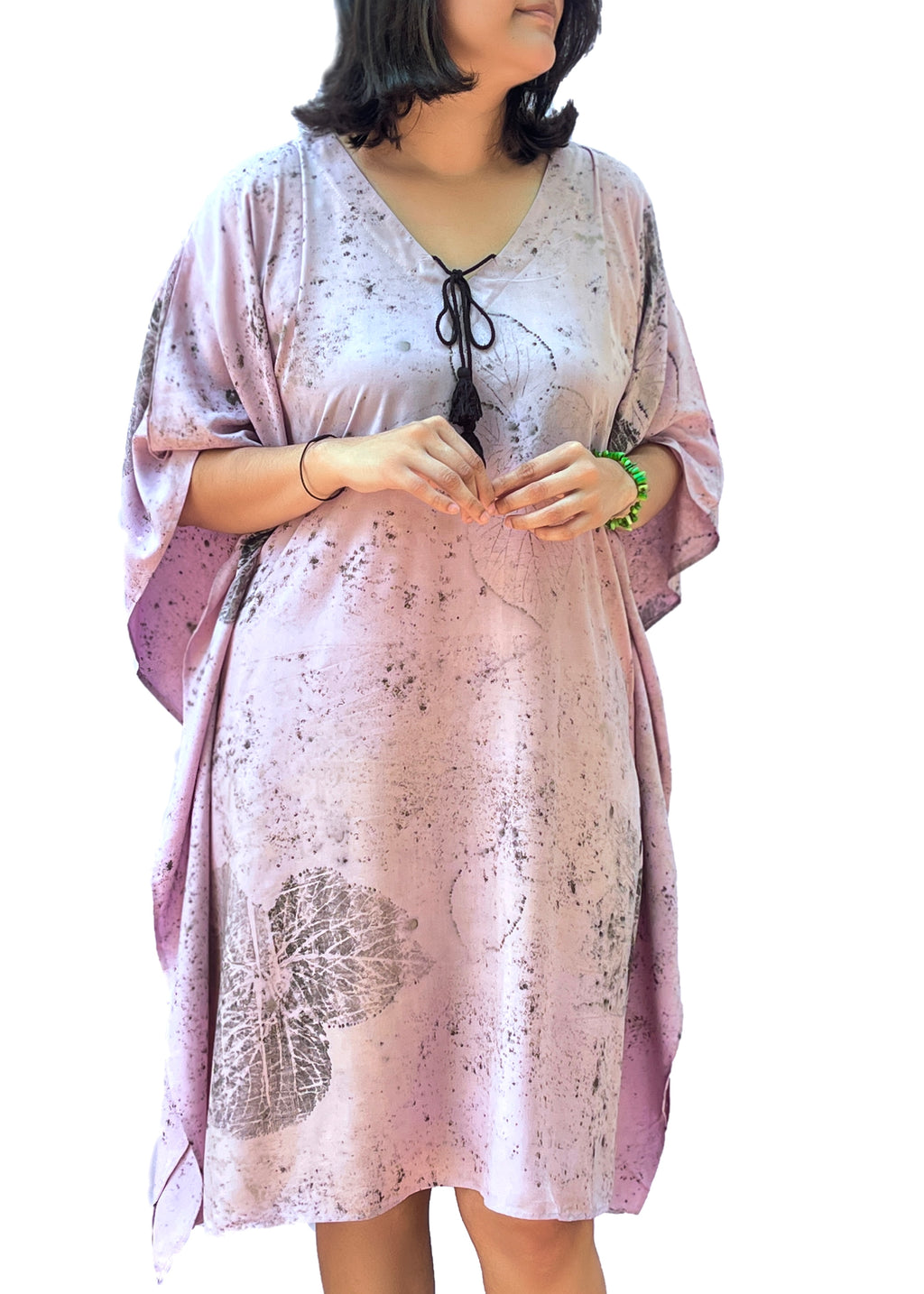Coleus Breeze Cotton Kaftan – Hand-Dyed with Leaves &amp; Spikes
