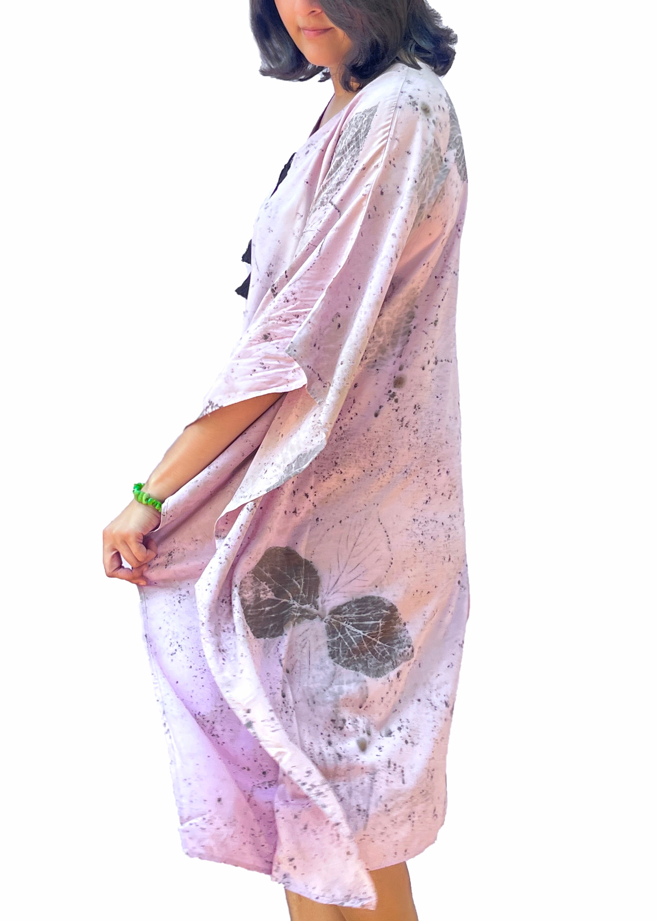 Coleus Breeze Cotton Kaftan – Hand-Dyed with Leaves &amp; Spikes