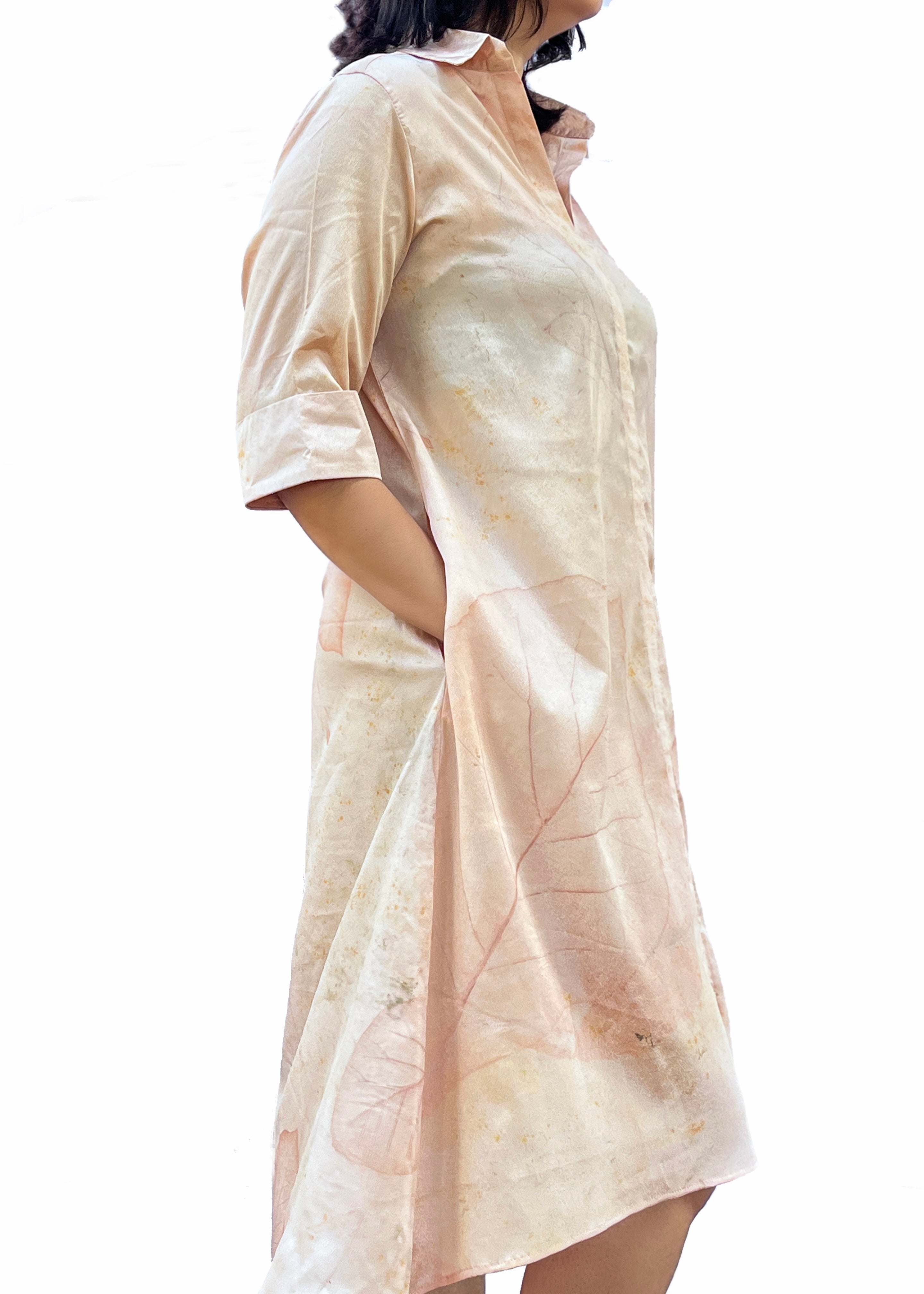 Botanical Silk Dress – Teak &amp; Indian Cork Leaves