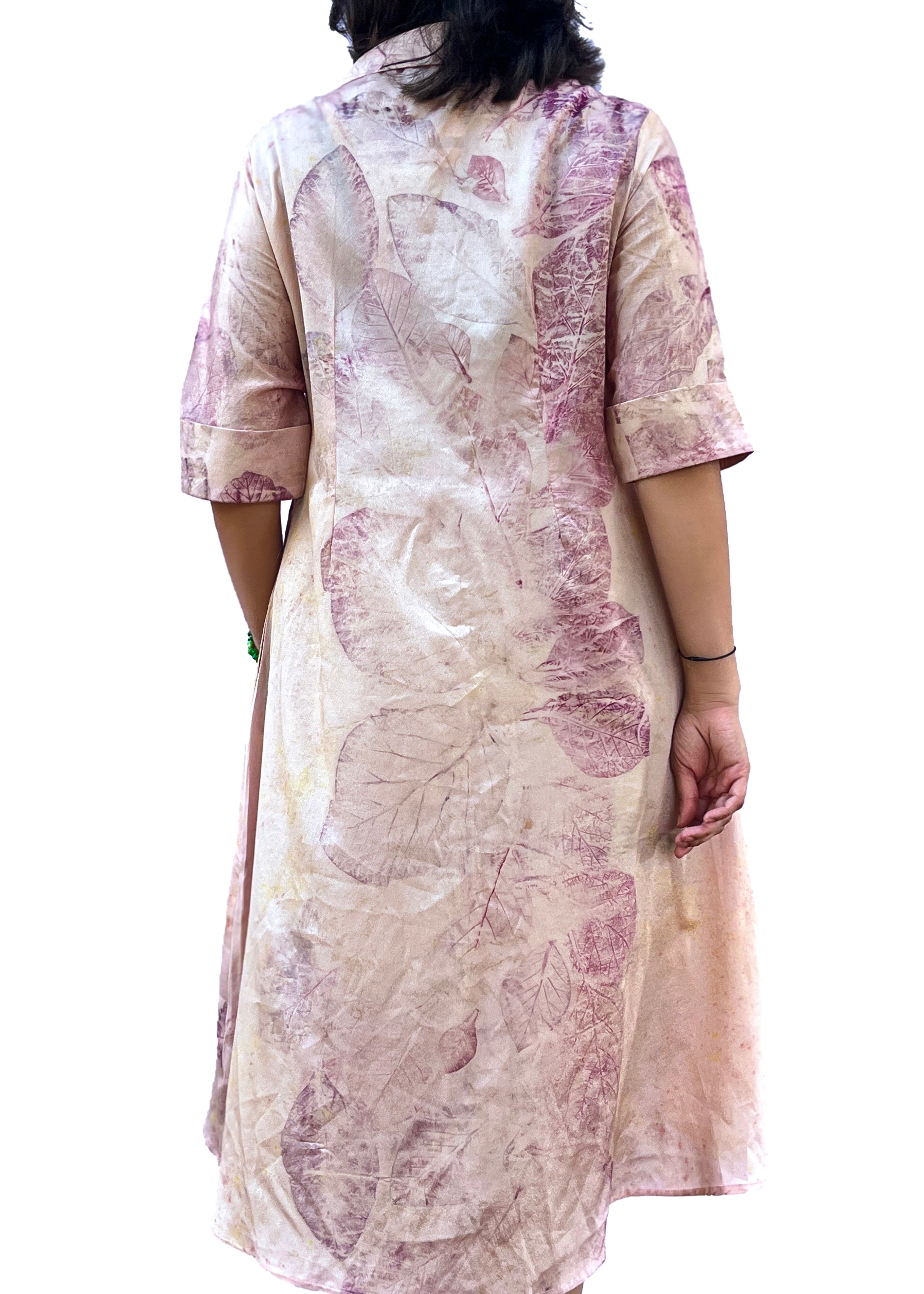 Teak Leaf Silk Dress – Naturally Dyed Elegance