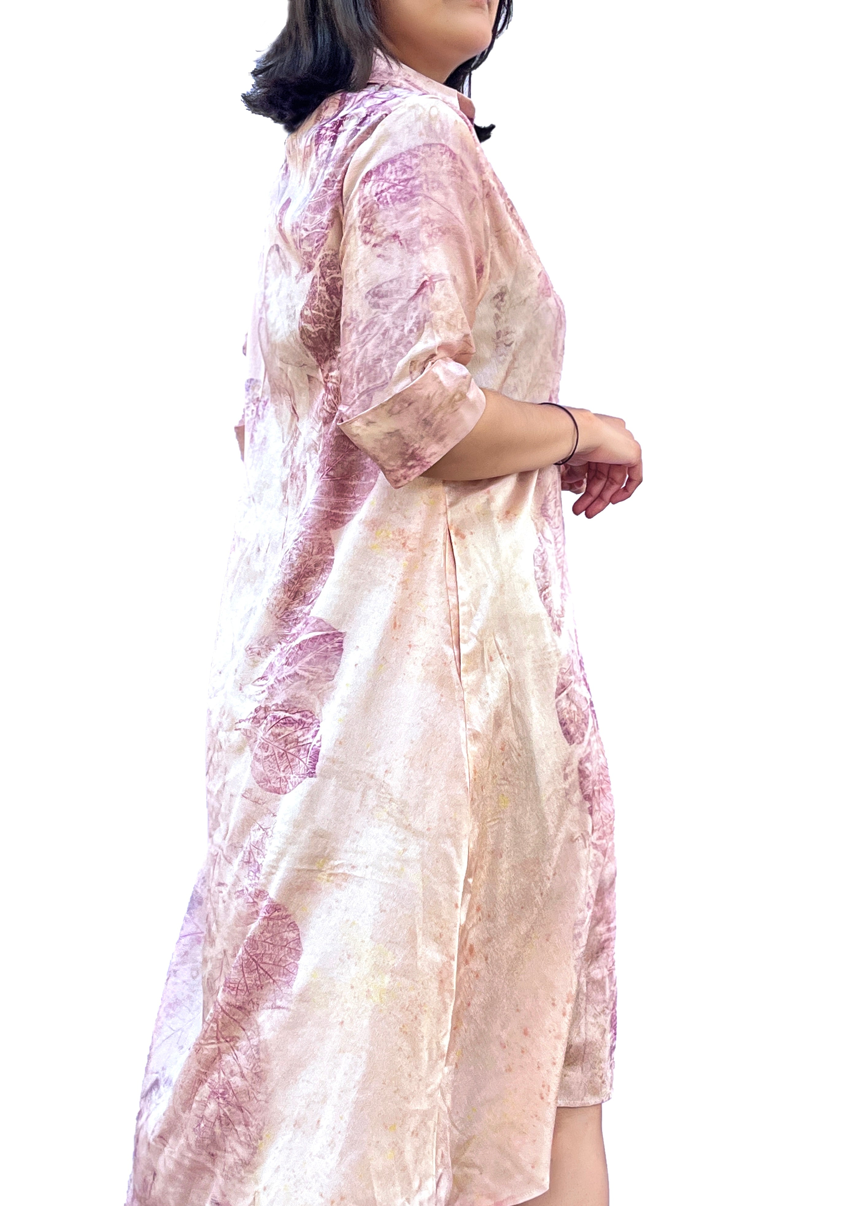 Teak Leaf Silk Dress – Naturally Dyed Elegance