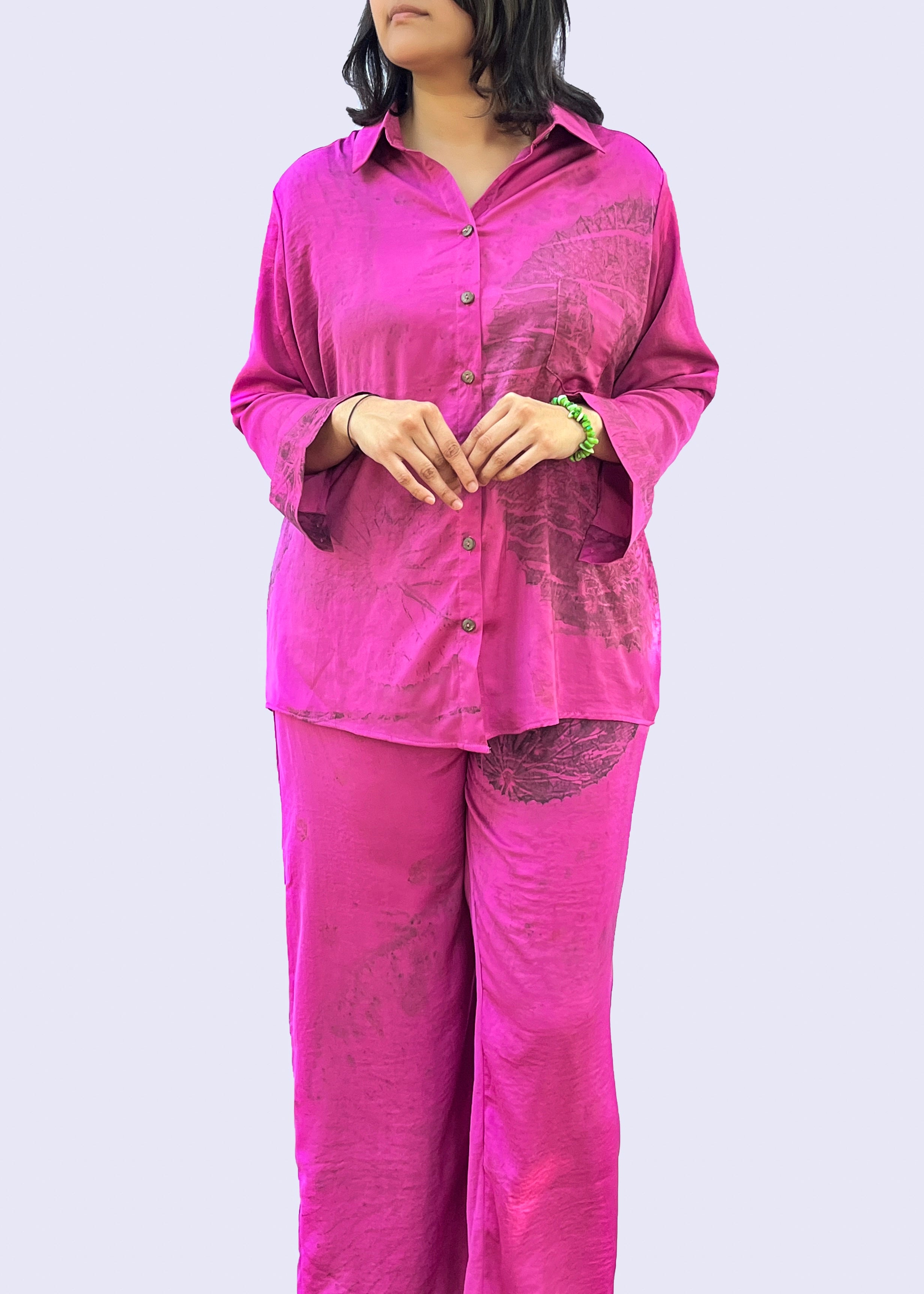 Silken Harmony Co-ord – Imprinted with Hairy Water Lily Leaves