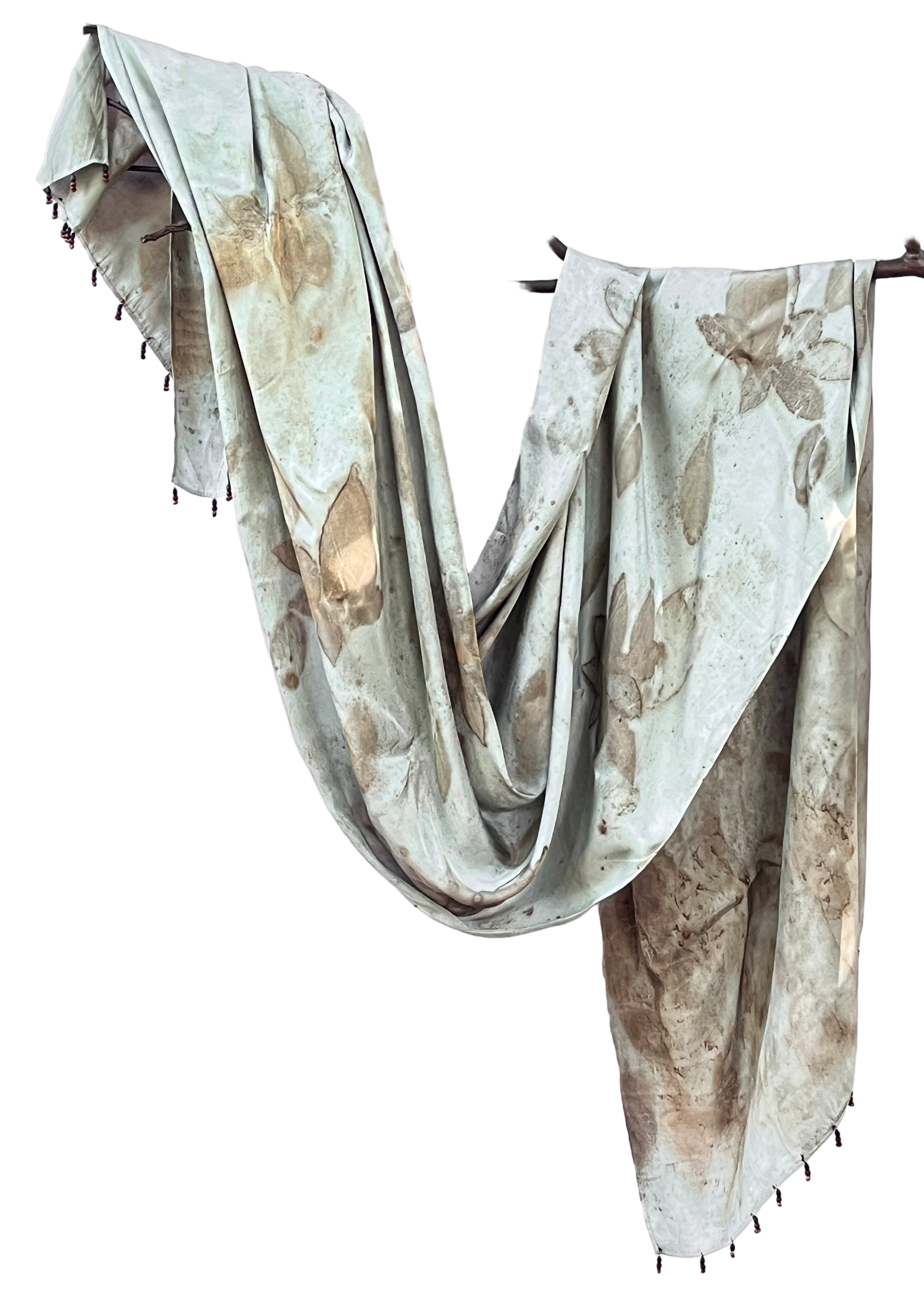 Rangoon Whisper Silk Shawl – Hand-Dyed with Creeper Leaves