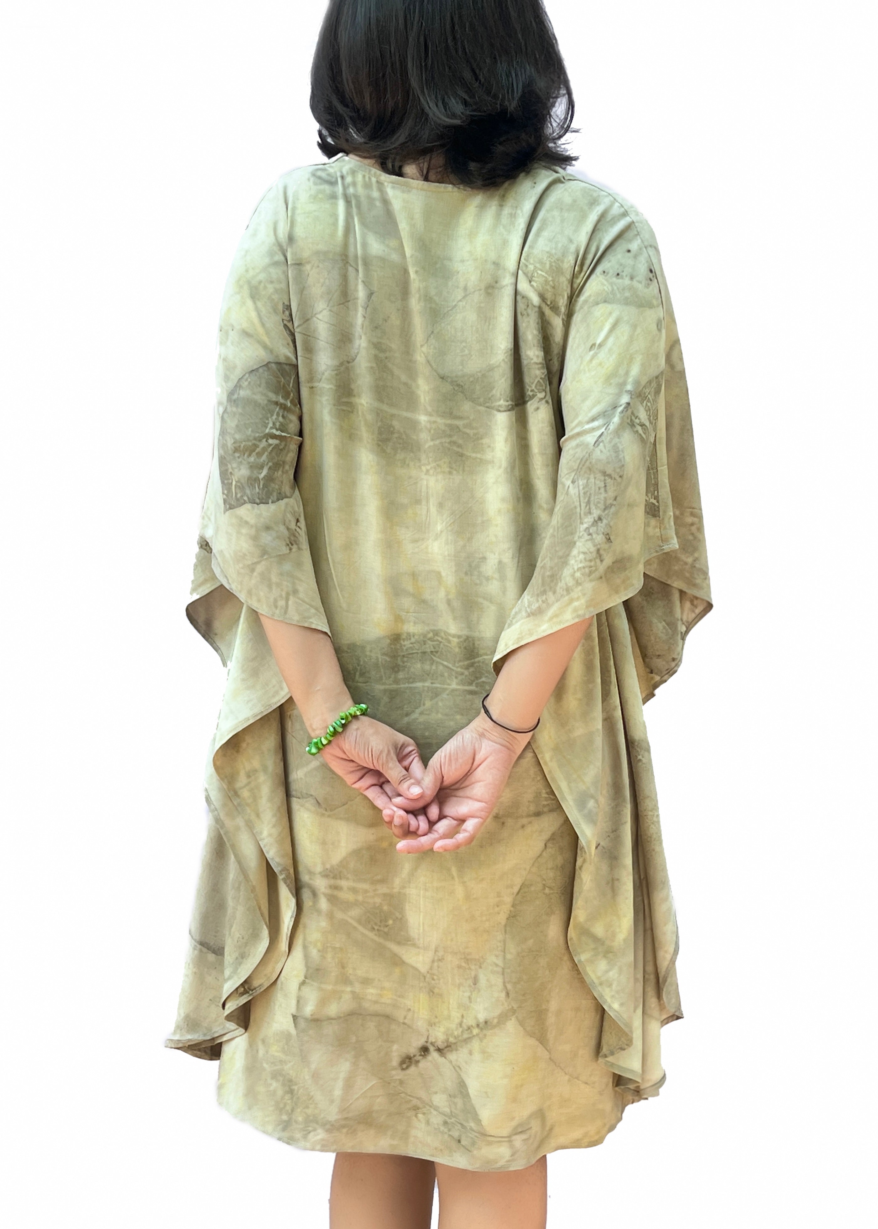 Teak Leaf Cotton Kaftan – Hand-Dyed with Nature’s Stems