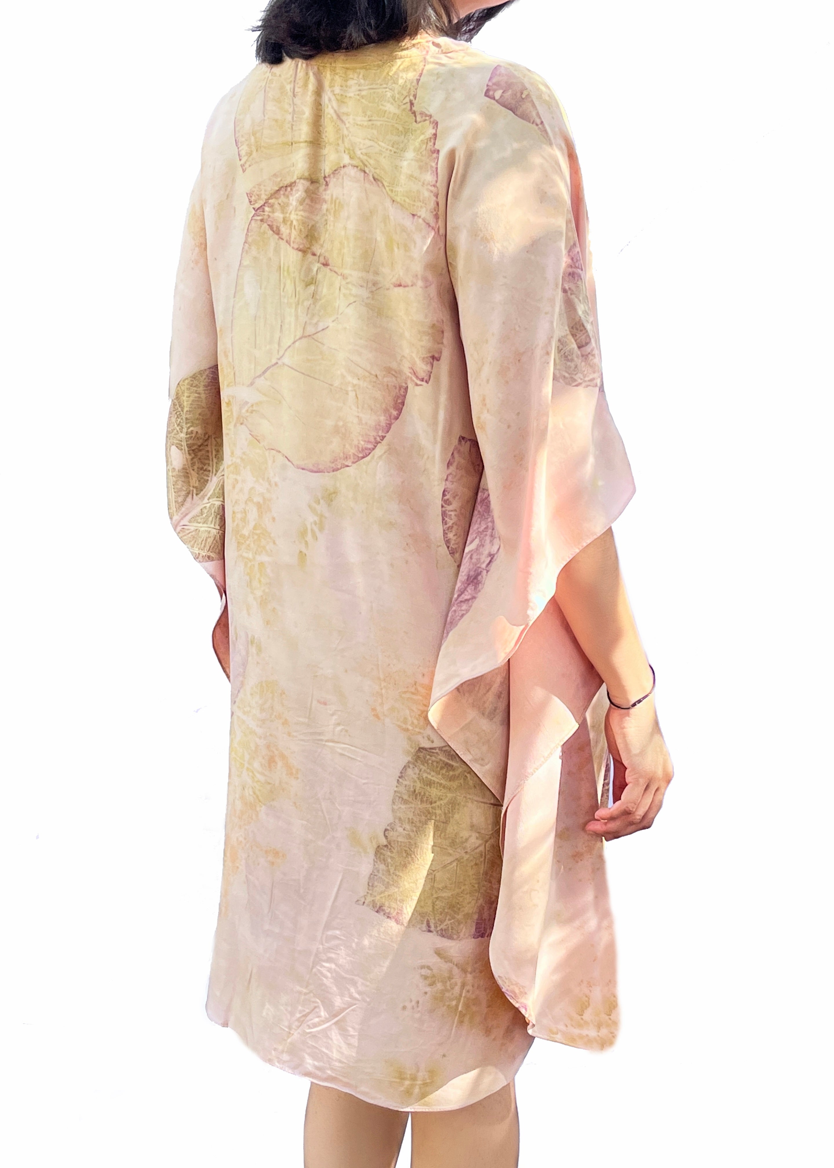 Botanical Cotton Kaftan – Teak Leaf &amp; Stem Impressions