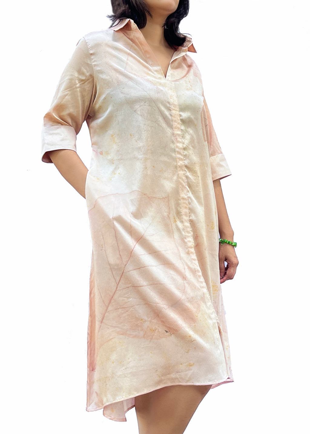 Botanical Silk Dress – Teak &amp; Indian Cork Leaves
