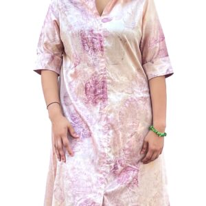 Ecoprint Midi Shirt Dress | Botanical Pink Purple Tie Dye Bohemian Resort Wear